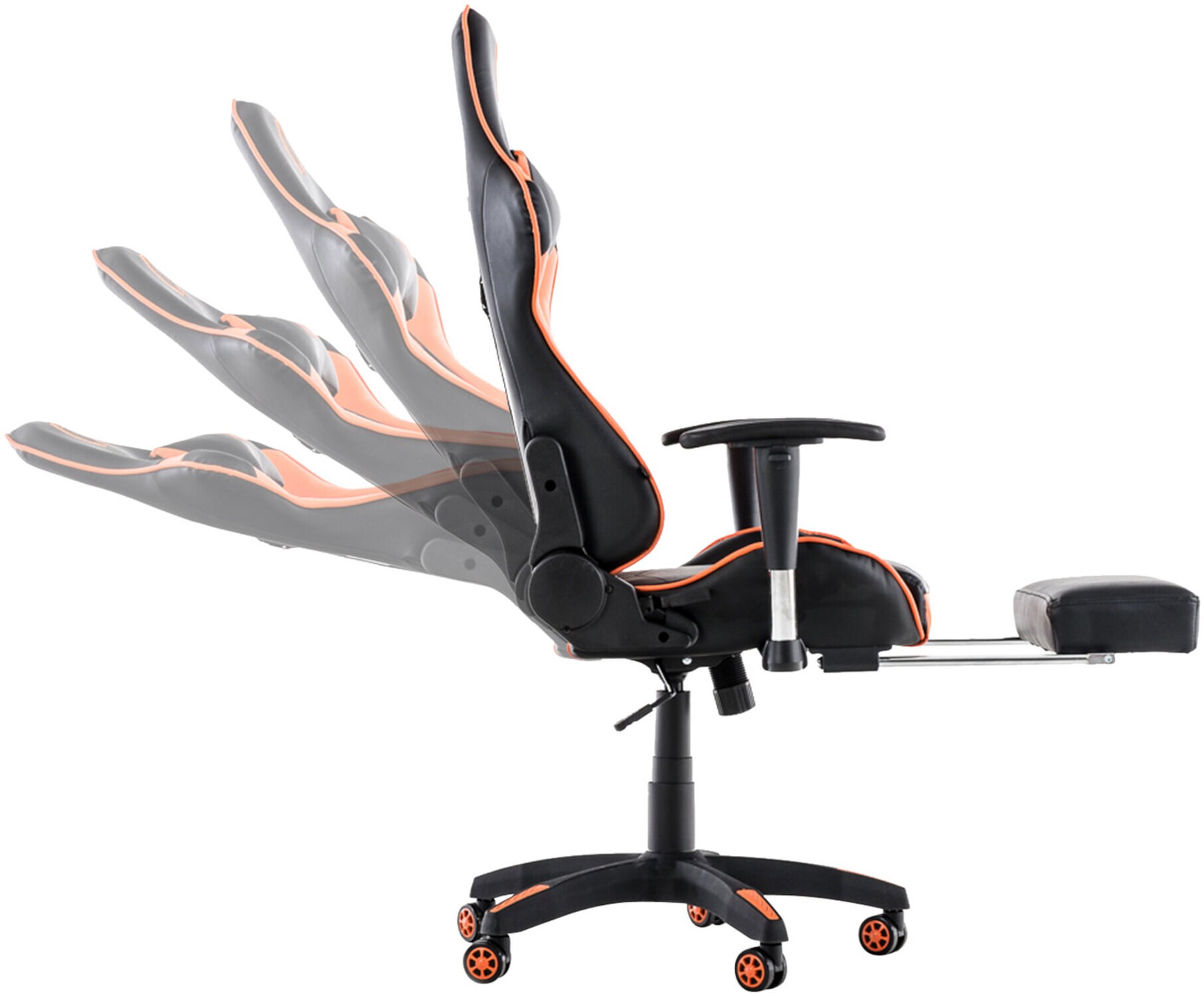 TPFLiving Racing Bürostuhl Turbine mit Fußablage Schwarz/Blau
