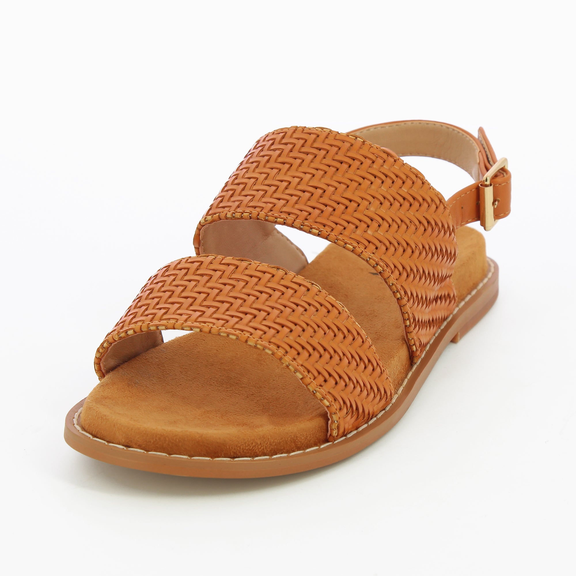 Sandales plates-Sandales plates Cassandre tressées camel
