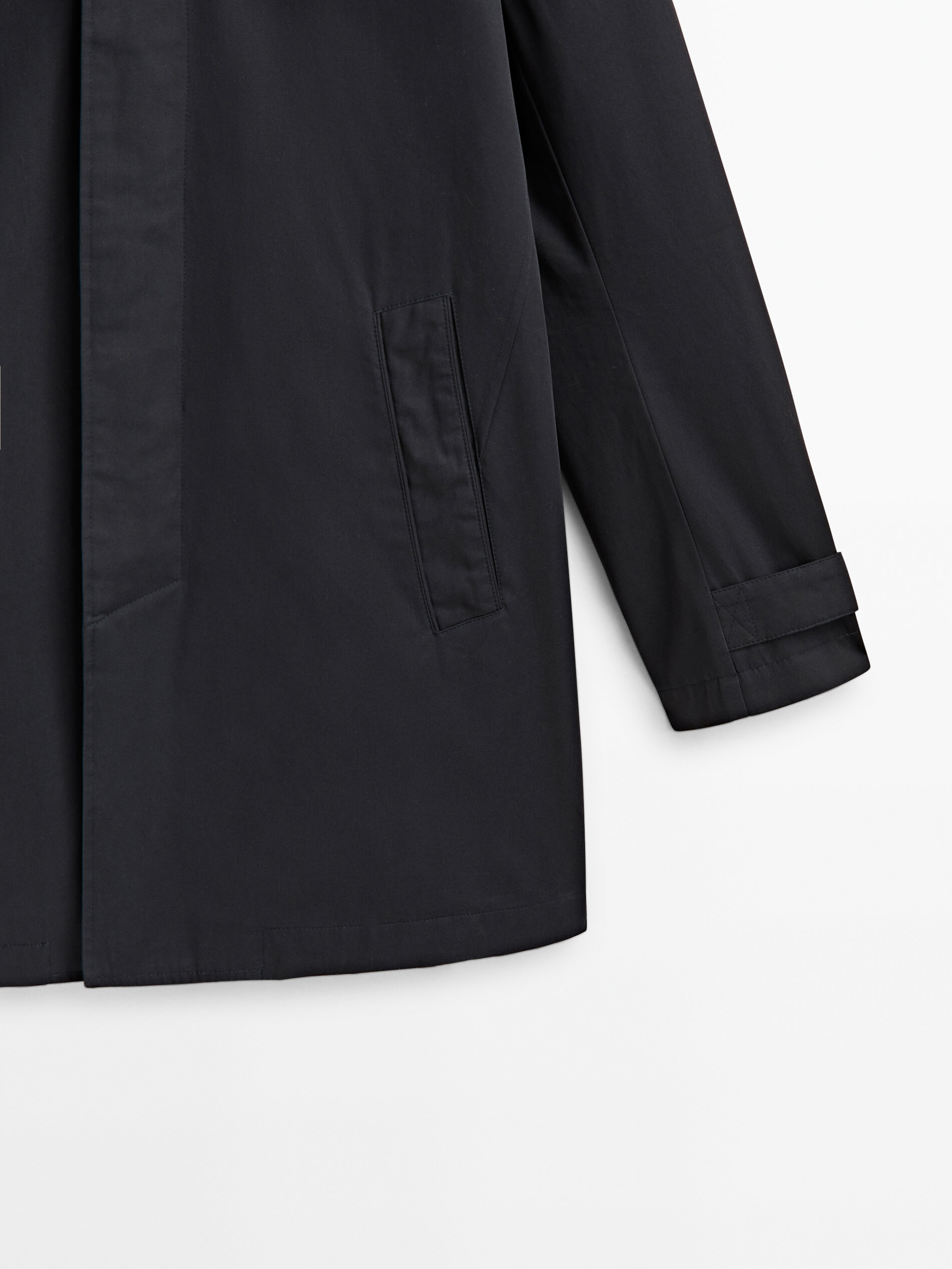 Trench coat de algodão com forro removível - AZUL MARINHO
