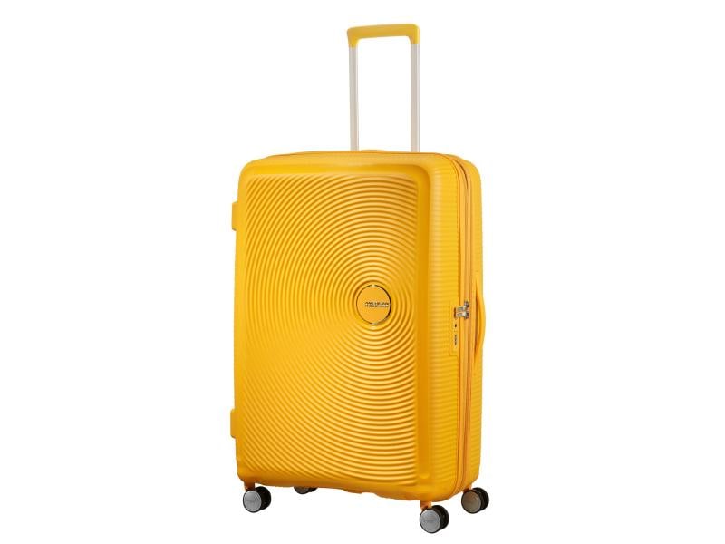 American Tourister Reisekoffer Soundbox 97 l, Golden Yellow Ideal für zweiwöchige Reise