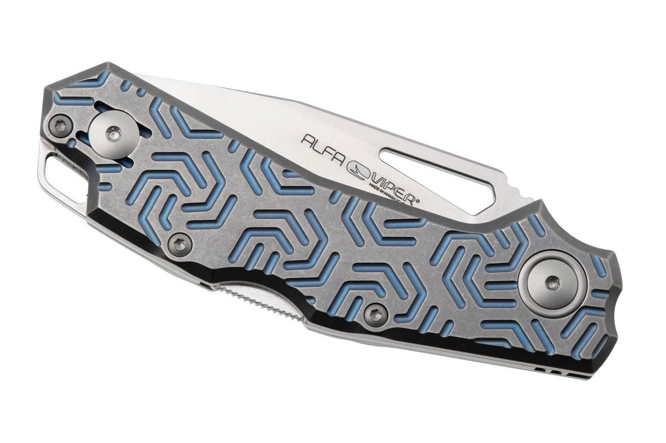 Viper Alfa V6020TI3DBL, Satin CPM MagnaCut, Grey/Blue 3D Titanium zakmes, Simone Tonolli design
