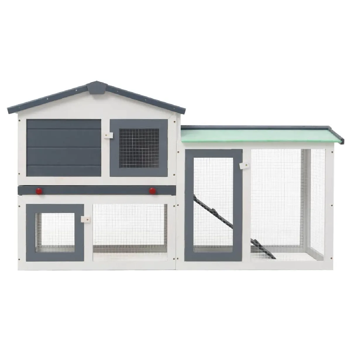 Helloshop26 Clapier Large d'Extérieur - 145x45x85 cm - Gris Blanc