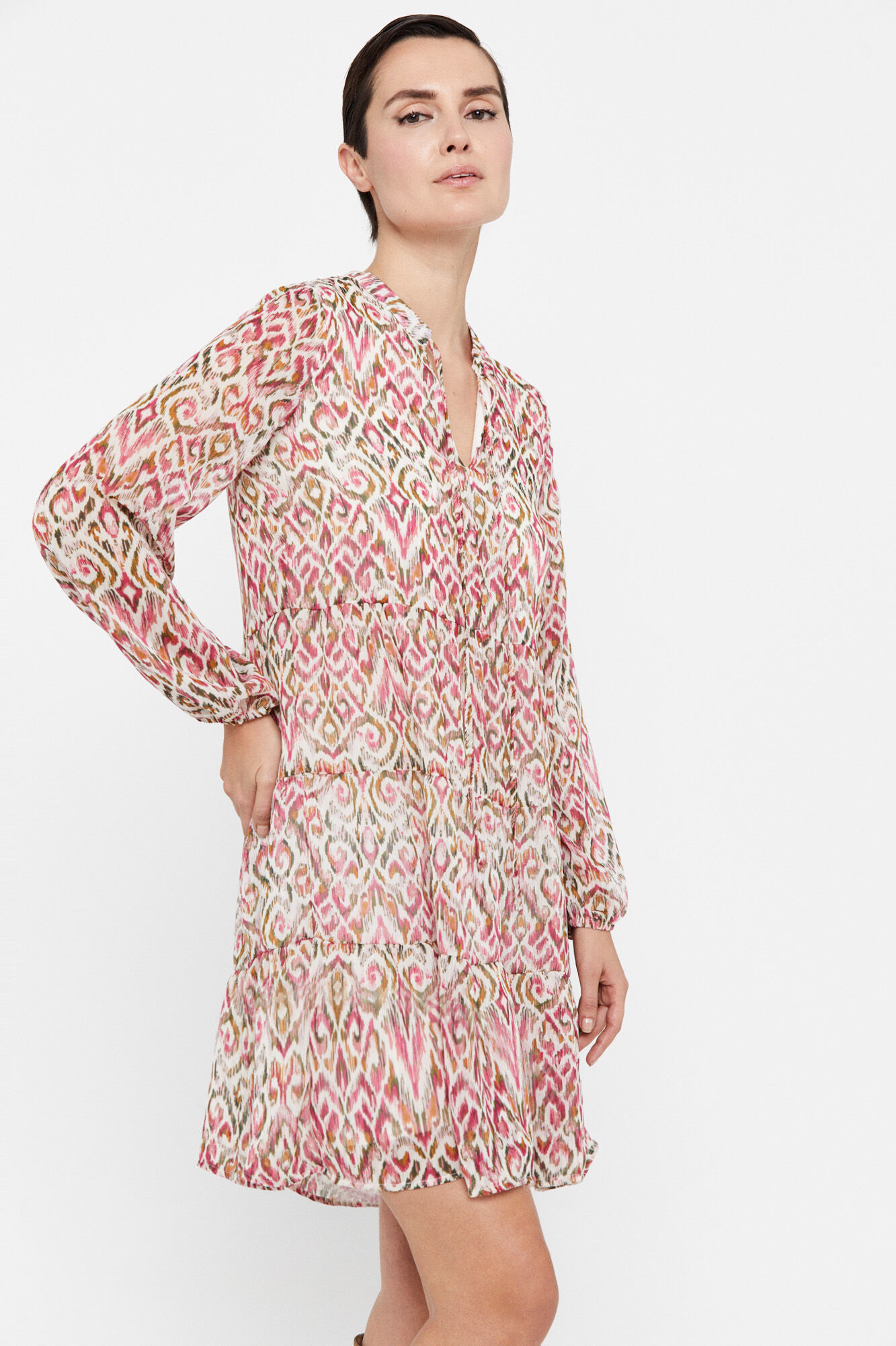 Vestido curto reciclado - Estampa branca