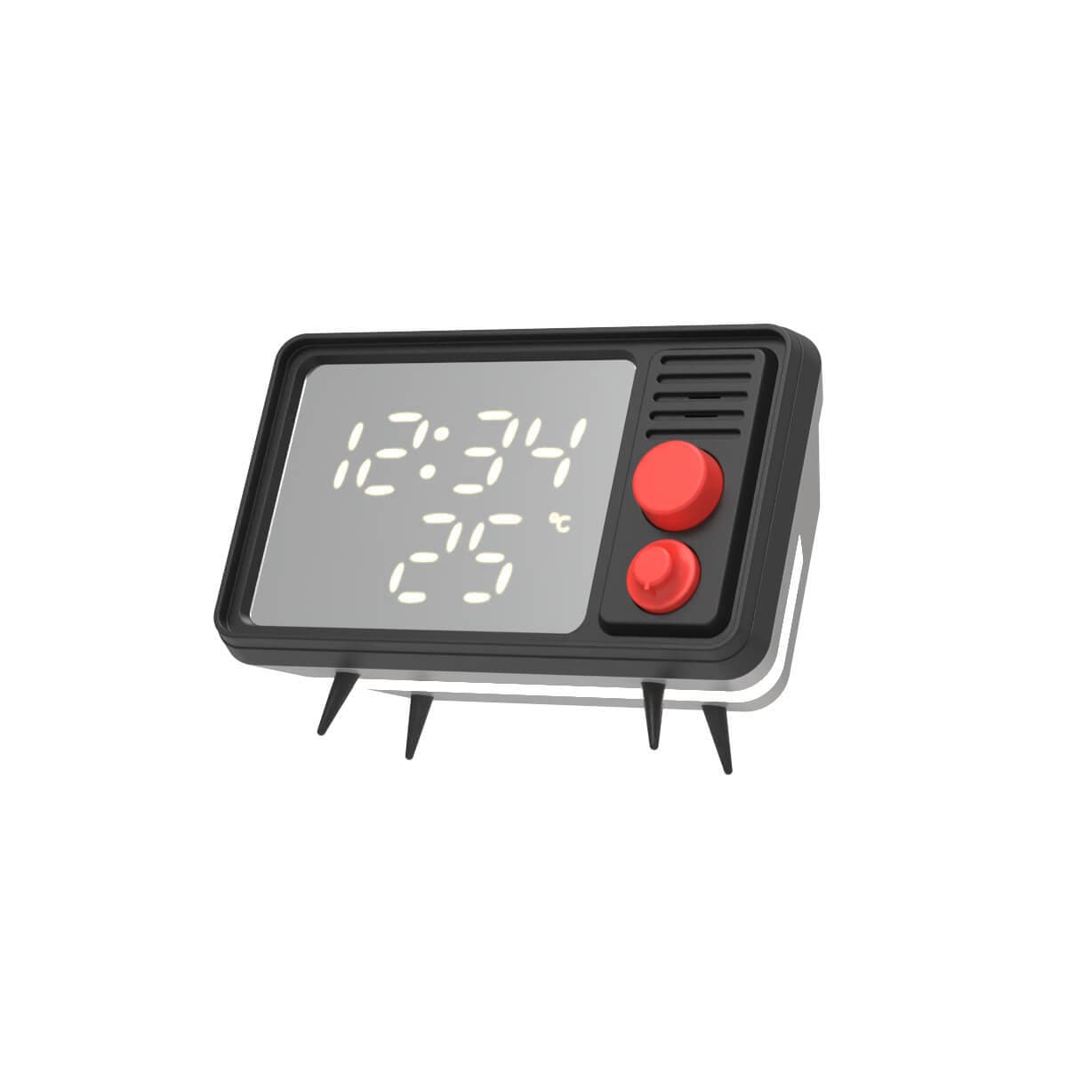 MOB Speaker Alarm Clock with Light TV Retro Grey
