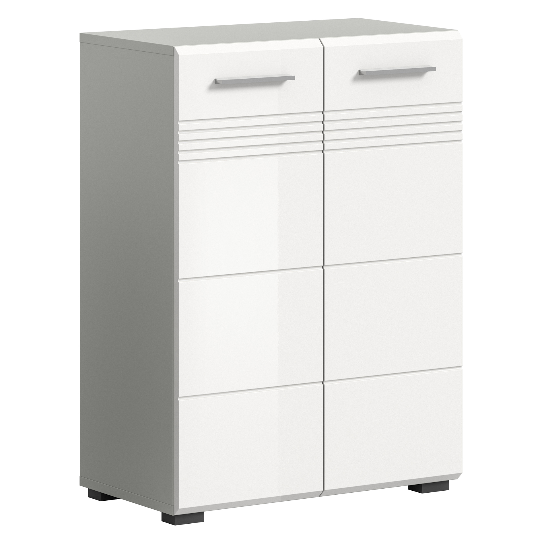 Midischrank COPA - weiß Hochglanz - hellgrau - 60 cm breit
