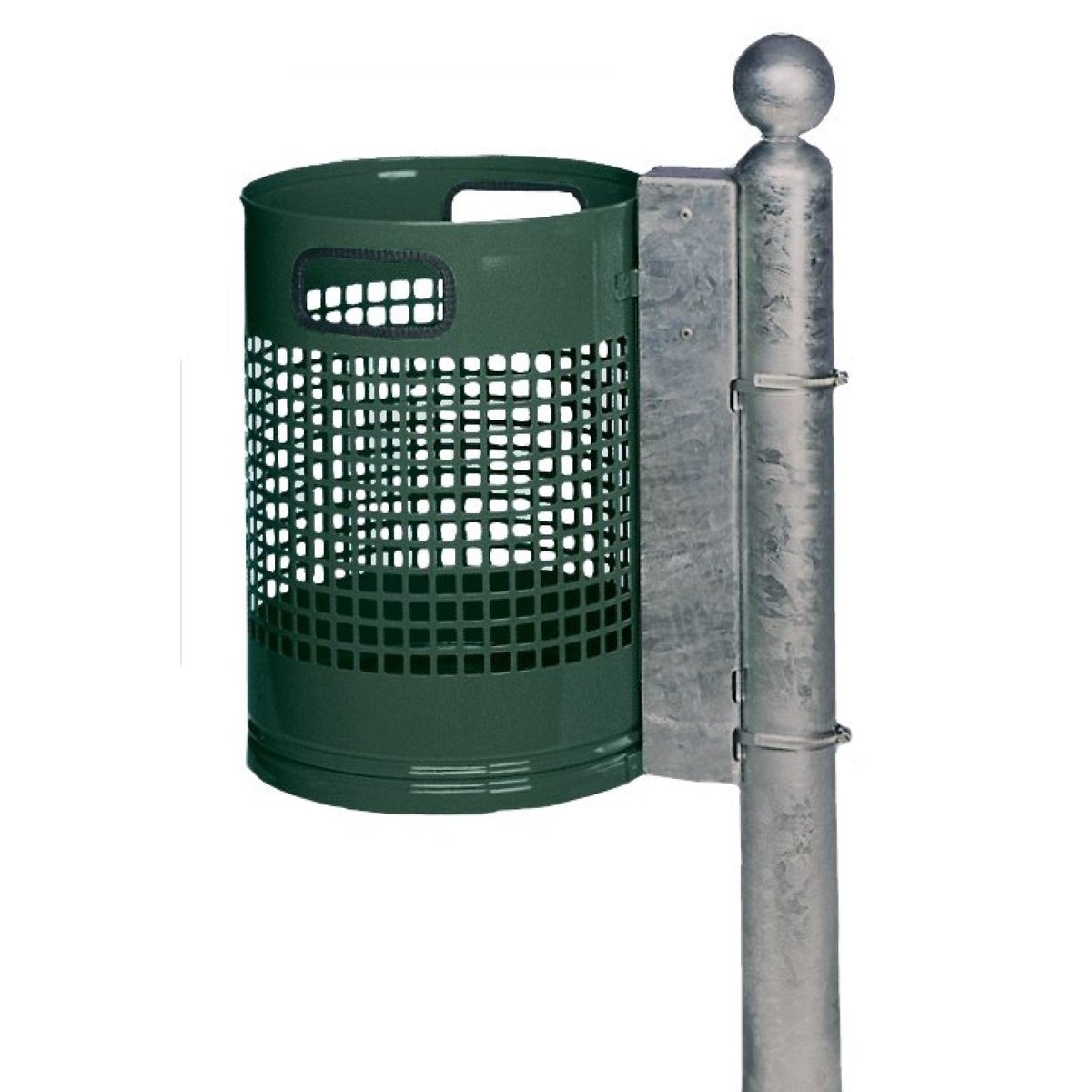 PROREGAL Afvalverzamelaar voor wand- of buismontage, 30 liter, HxBxD 46 x 33 x 33 cm, gegalvaniseerd staal, groen
