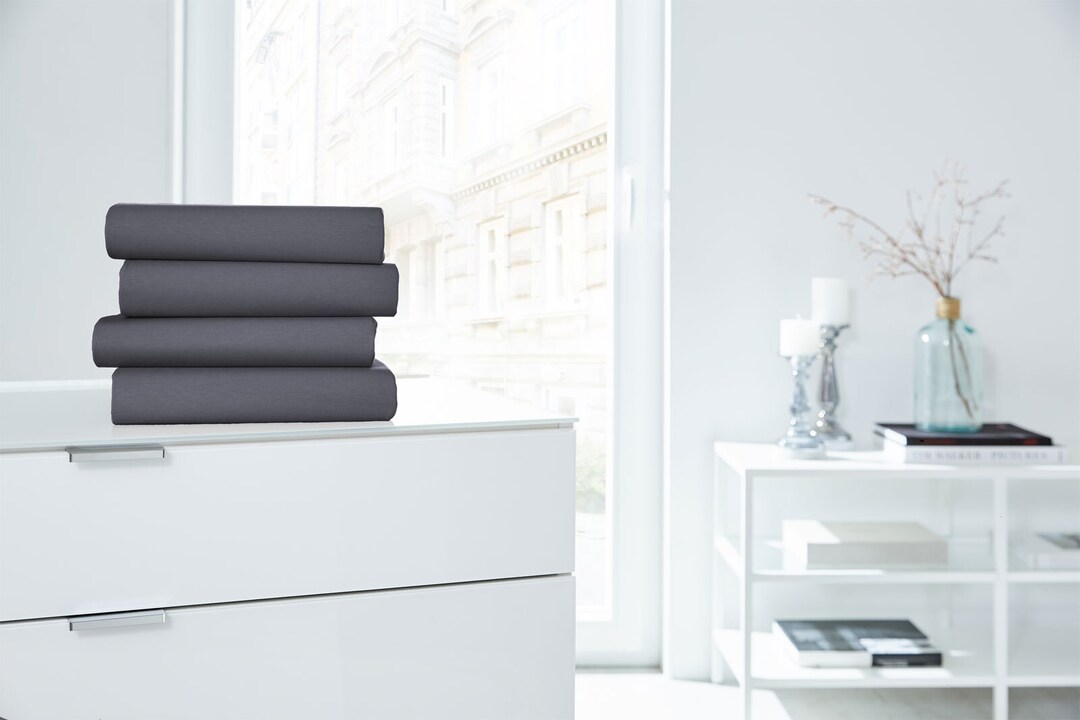 Vario Spannbetttuch Stretch Elasthan-Feinjersey 90 x 200-120 x 220 cm anthrazit