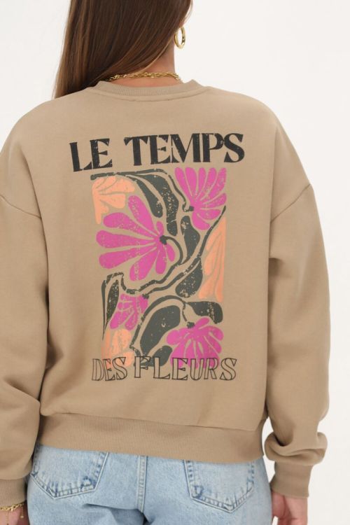 Beige sweater met multikleur ''Le temps''
