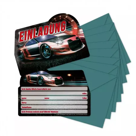 Lutz Mauder TapirElla Stanzkarte Einladungs-Set, Autos