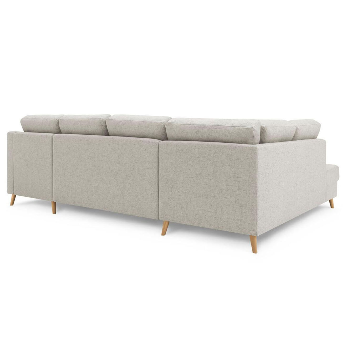 Bobochic Canapé d'angle panoramique convertible droit Sweden lin beige - 300x149/90/198x95 cm
