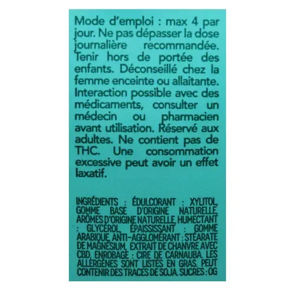 Goma de mascar relaxante natural com CBD Kaya para ansiedade e alterações de humor, 5mg, 10 unidades.