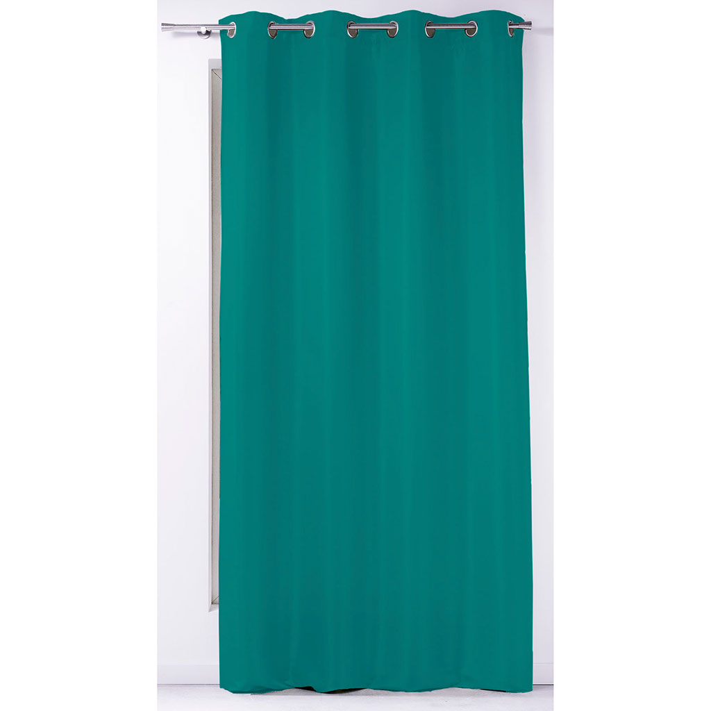 Rideau à œillets polyester uni vert céladon 140x260cm