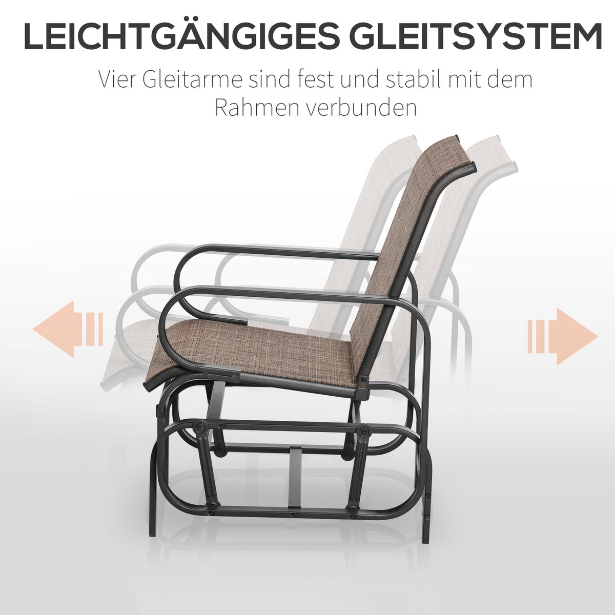 Outsunny tuinstoel, 62B x 75D x 91,5H cm, staal, tekstlijn, bruin