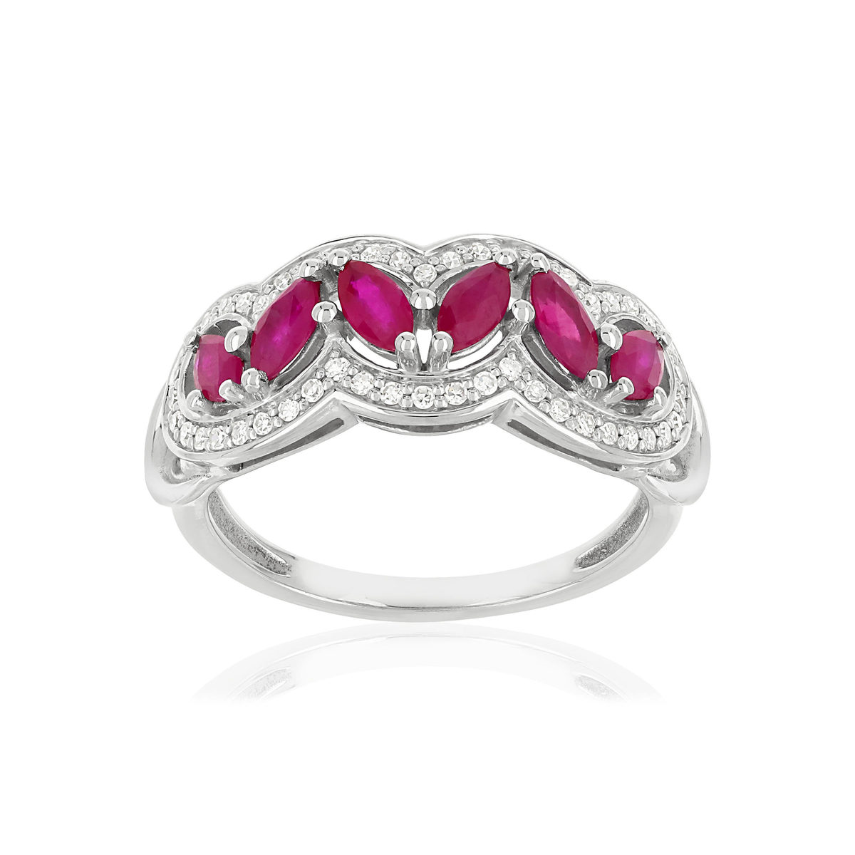 Bague MATY Or 750 blanc Rubis et Diamants
