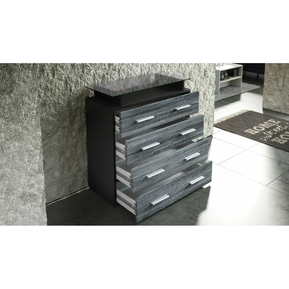 MPC Commode Noir Mat / Blanc Laqué