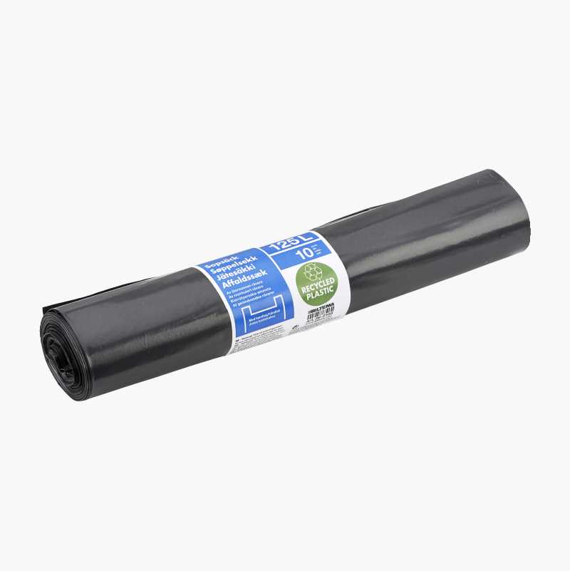 Søppelsekk 125 liter, svart, 10-pakning