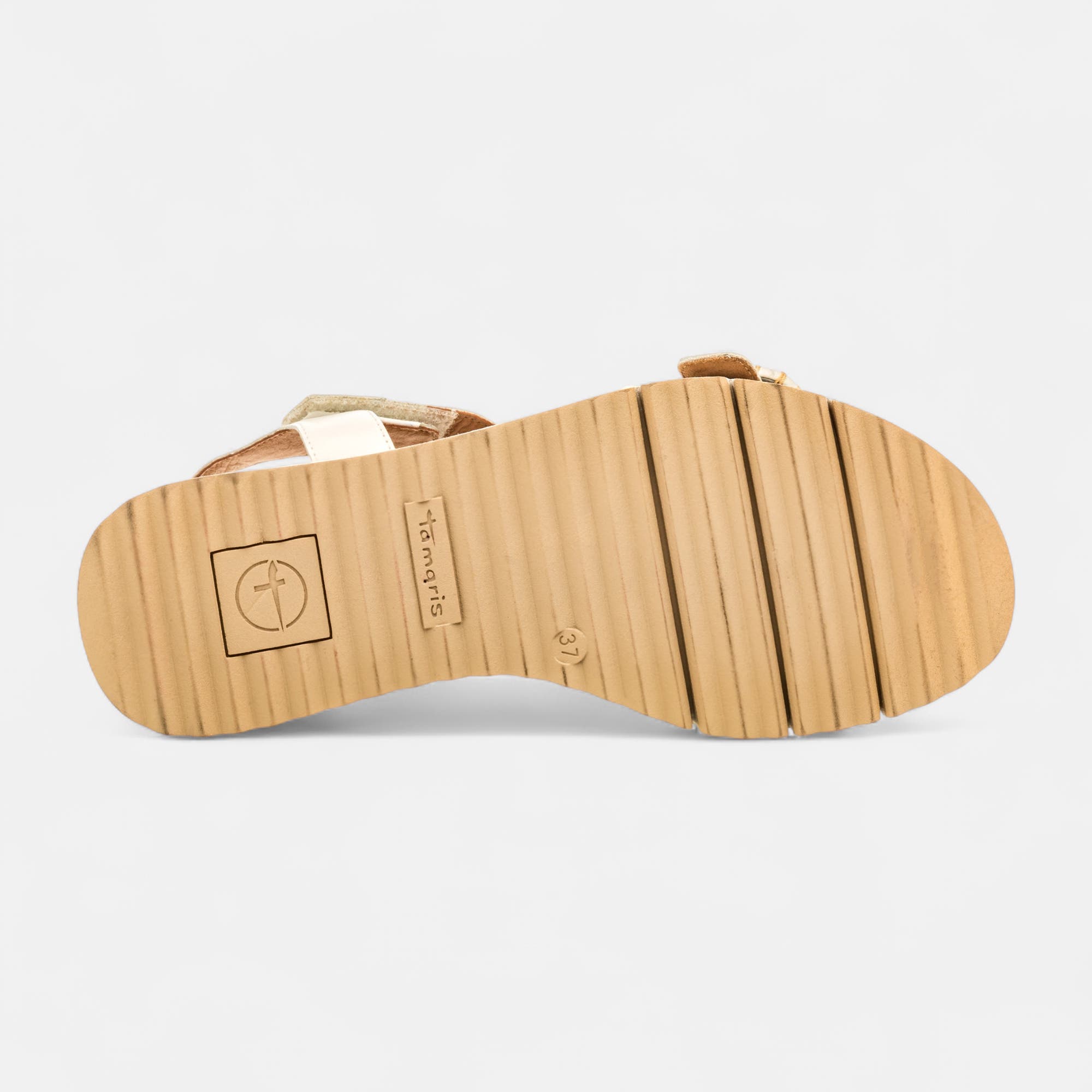 Sandales à talon compensé Femme en cuir blanc