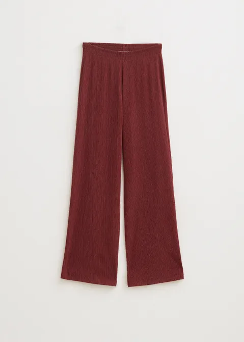 Wijde broek met structuur rood (BRIQUE)