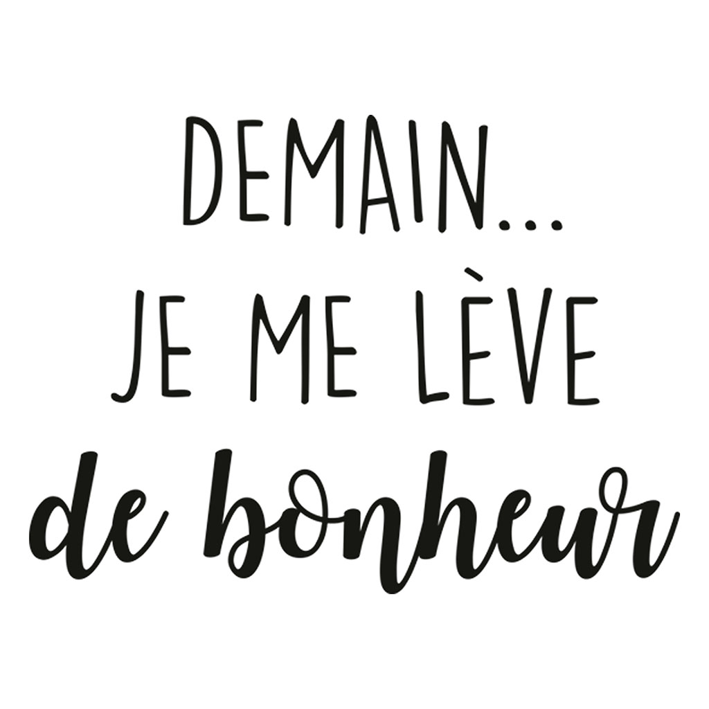 Sticker mural citation demain bonheur 70x20cm