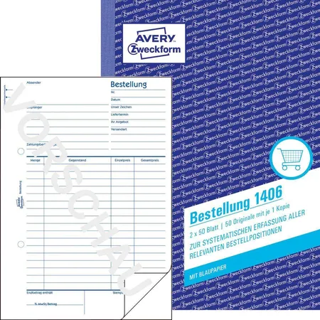 Avery Zweckform 1406 Bestellung, A5, mit Blaupapier, 2x50 Blatt