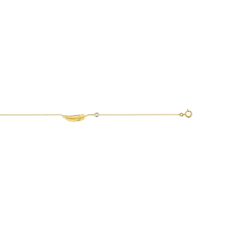 Bracelet or 375 jaune plume zirconia