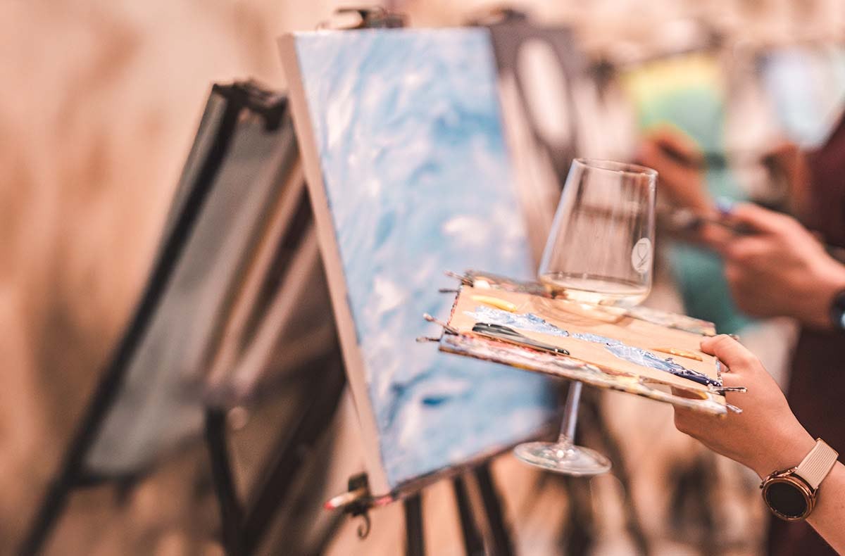 Paint & Drink mit Strukturpaste Frankfurt (Nordend)