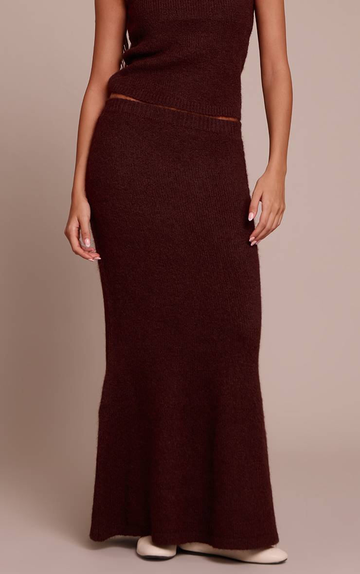 Marron Jupe Longue En Maille