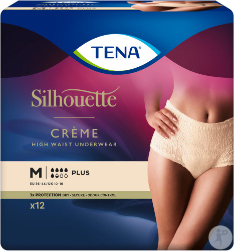 Tena Silhouette Plus Sous-Vêtements Jetables Taille Haute Couleur Crème Taille M 12 Pièces (782512)