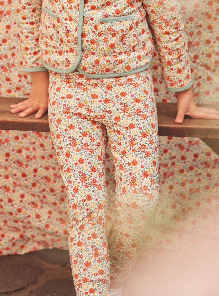 Legging ivoire à imprimé fleuri