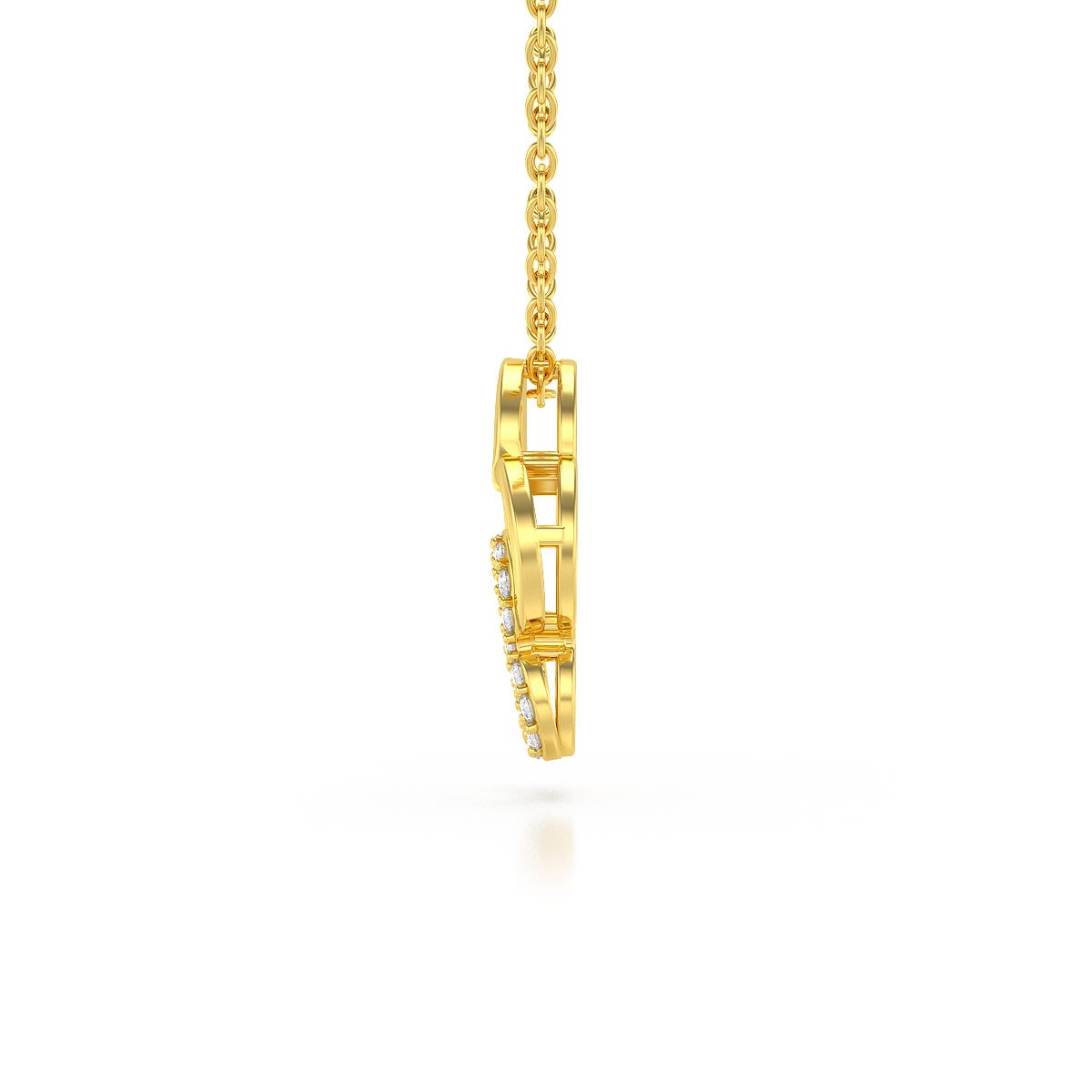Collier Pendentif ADEN Double Coeur Or 585 Jaune Diamant Chaine Or incluse 1.09grs