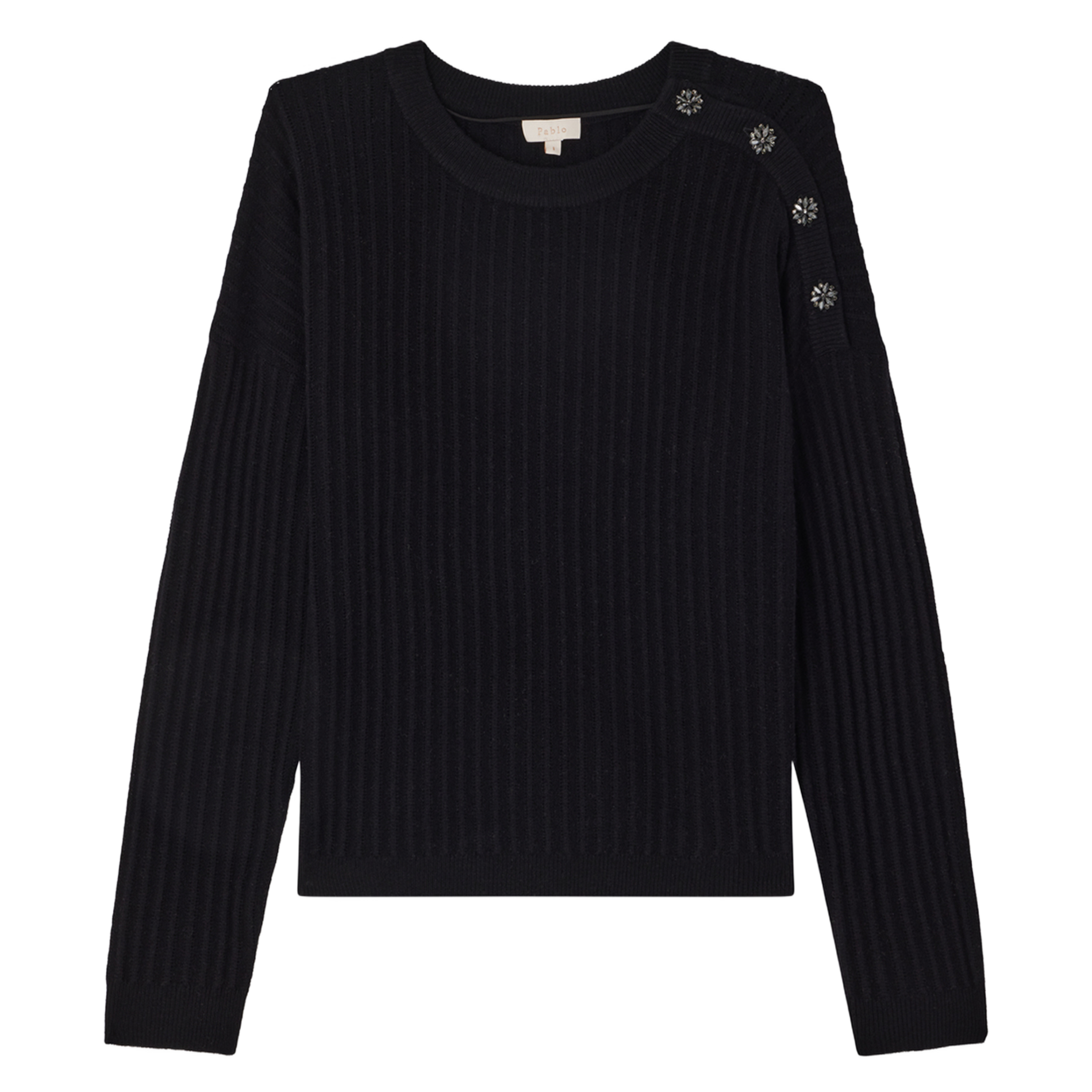 JASSIA - Pull droit col rond en laine | Noir