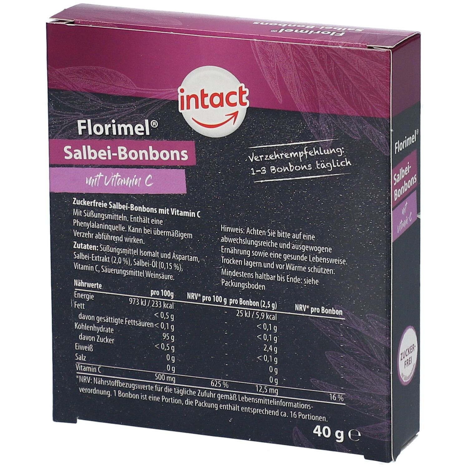 Florimel Salbei Bonbons mit Vitamin C zuckerfrei