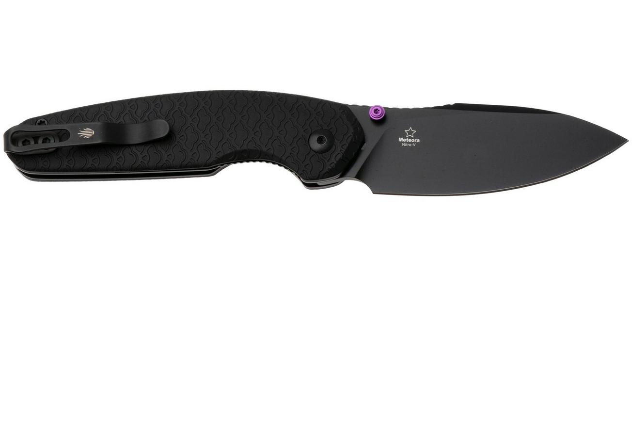 Kizer Meteora V3730A2, Black PVD Nitro-V, Black Aluminum zakmes, Evgeniy Bulychev design
