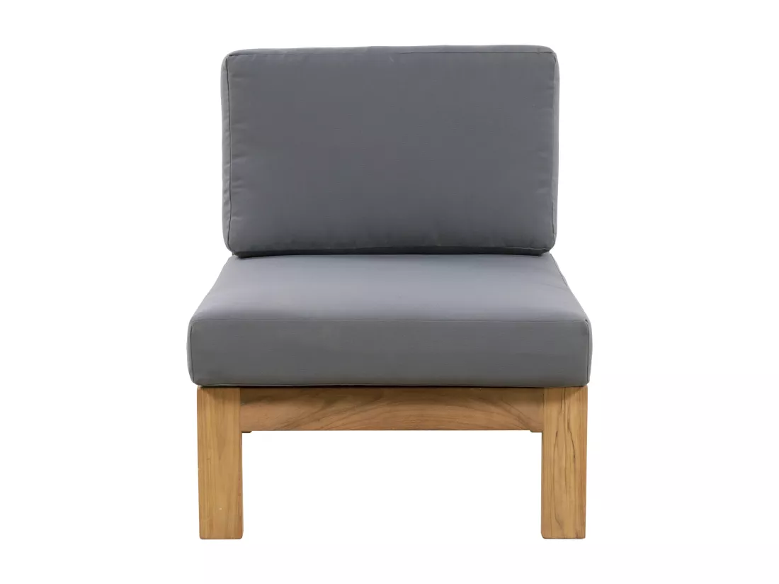 Fauteuil de jardin en teck - Naturel clair et gris - SUMINI de MYLIA