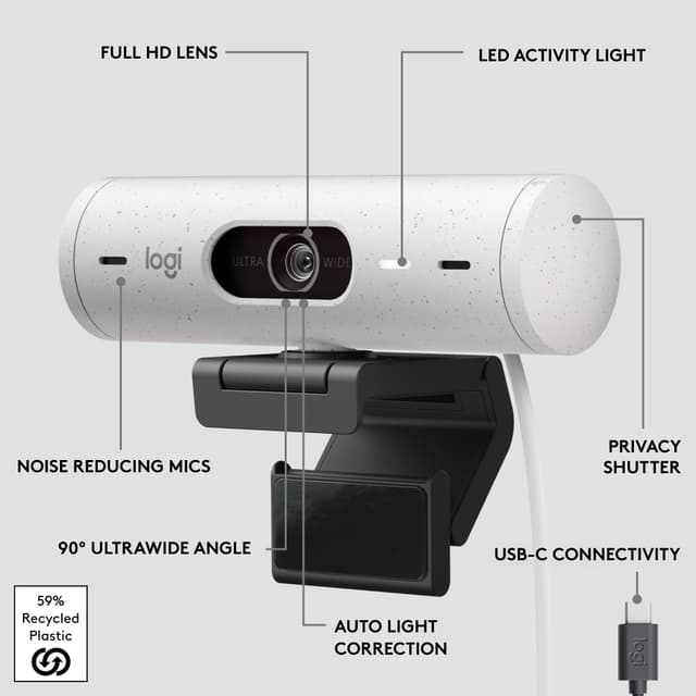Logitech Brio 500 webkamera (off white)