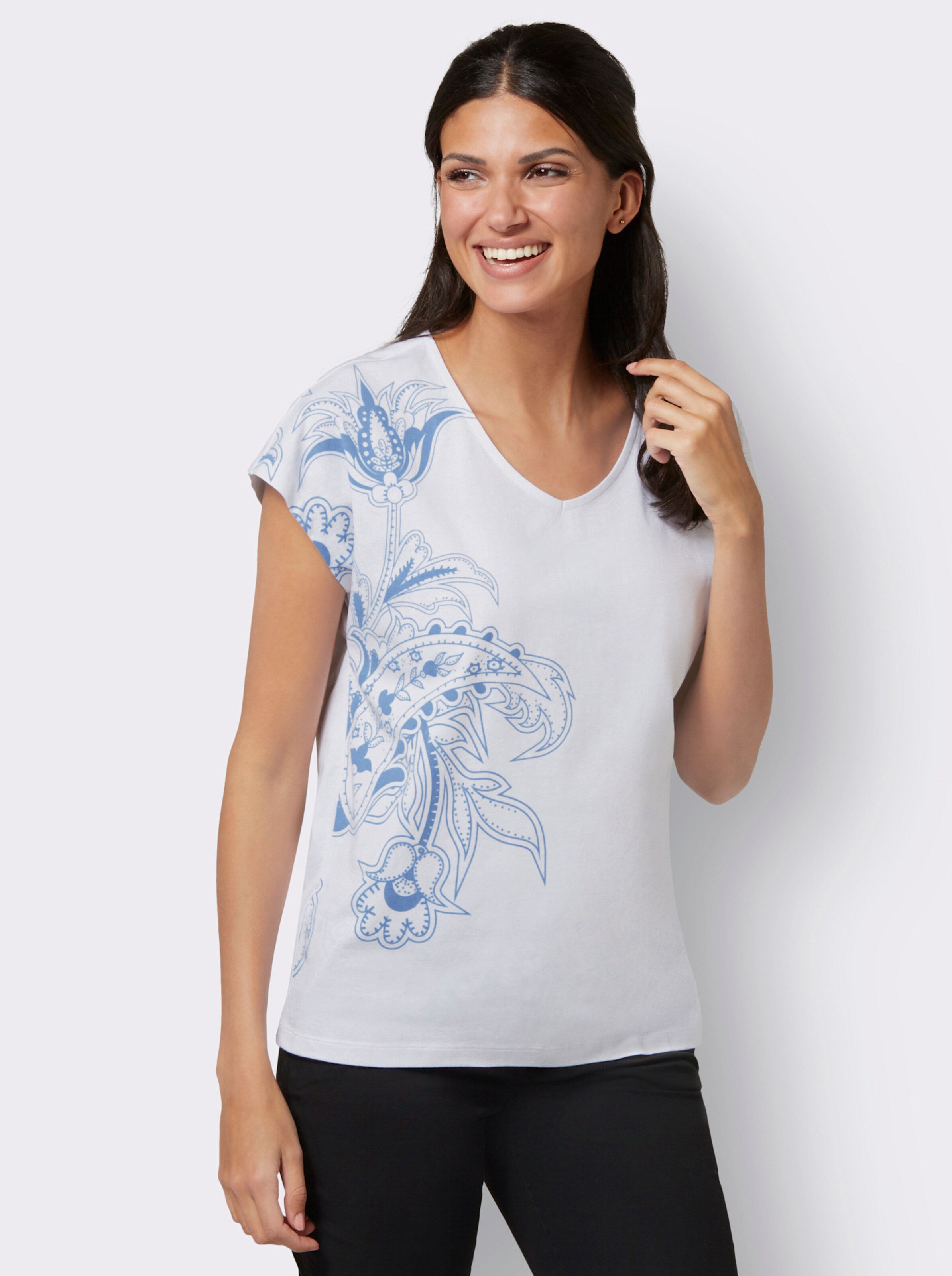 Kurzarmshirt mit Paisley-Muster