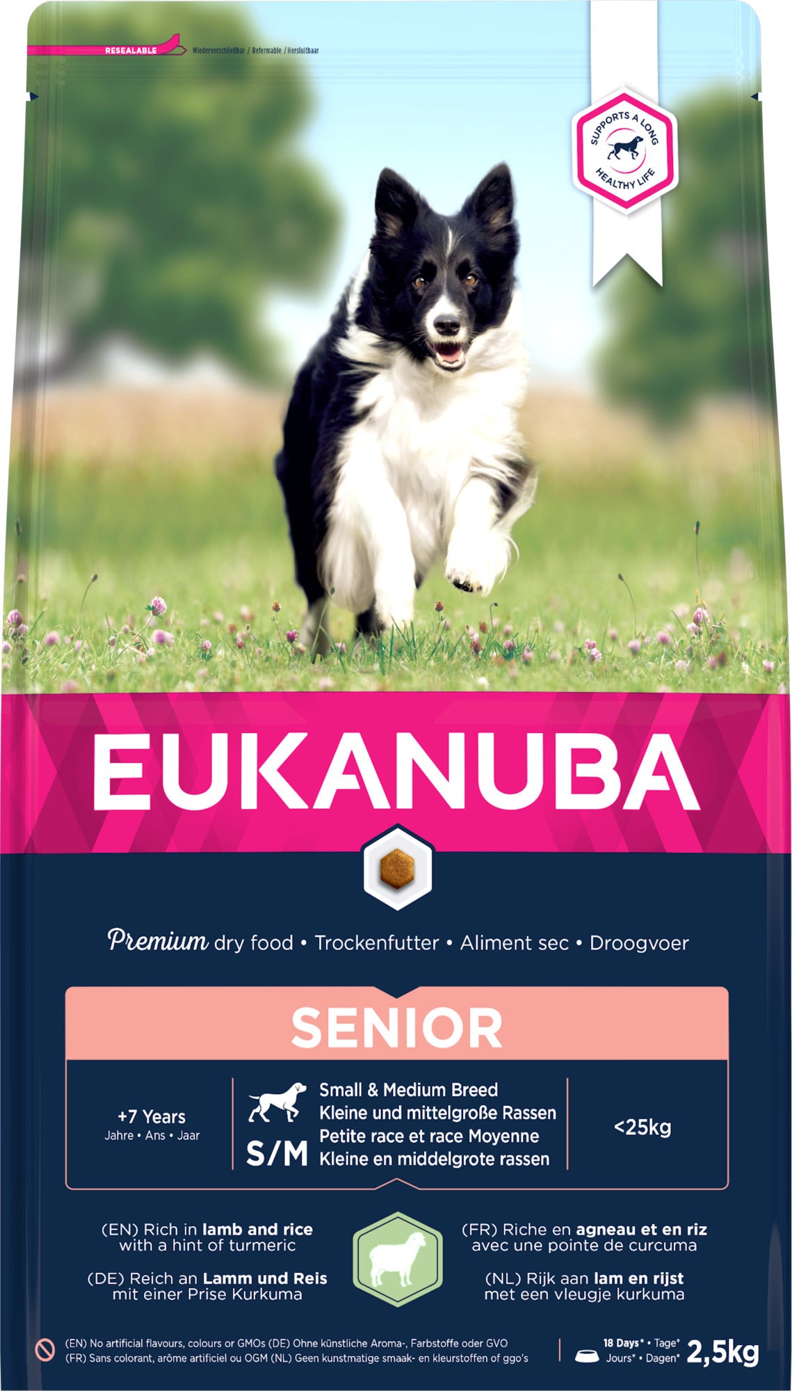 Eukanuba hondenvoer senior klein/middel lam en rijst 2,5 kg