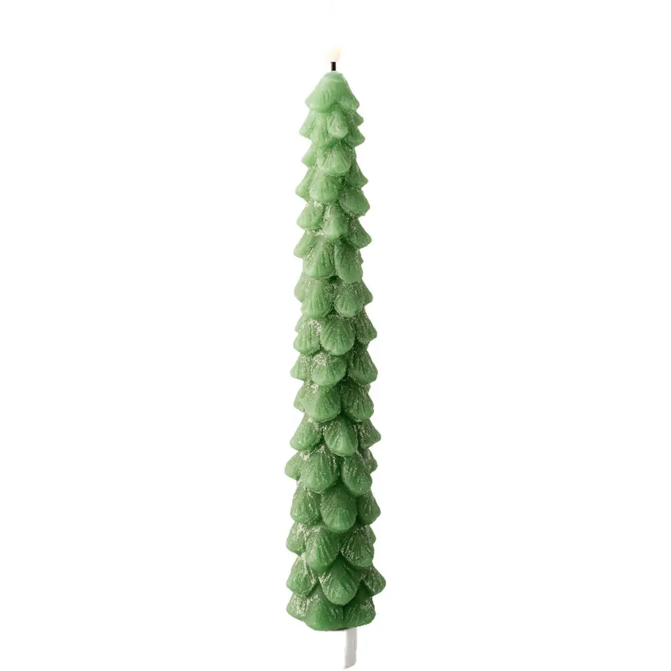 Lumineo LED kerstboom dinerkaars - groen - 29 cm - timer