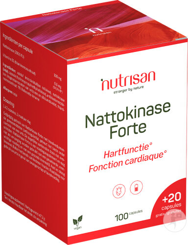 Nutrisan Nattokinase Forte 100mg Fonction Cardiaque 100 + 20 Capsules