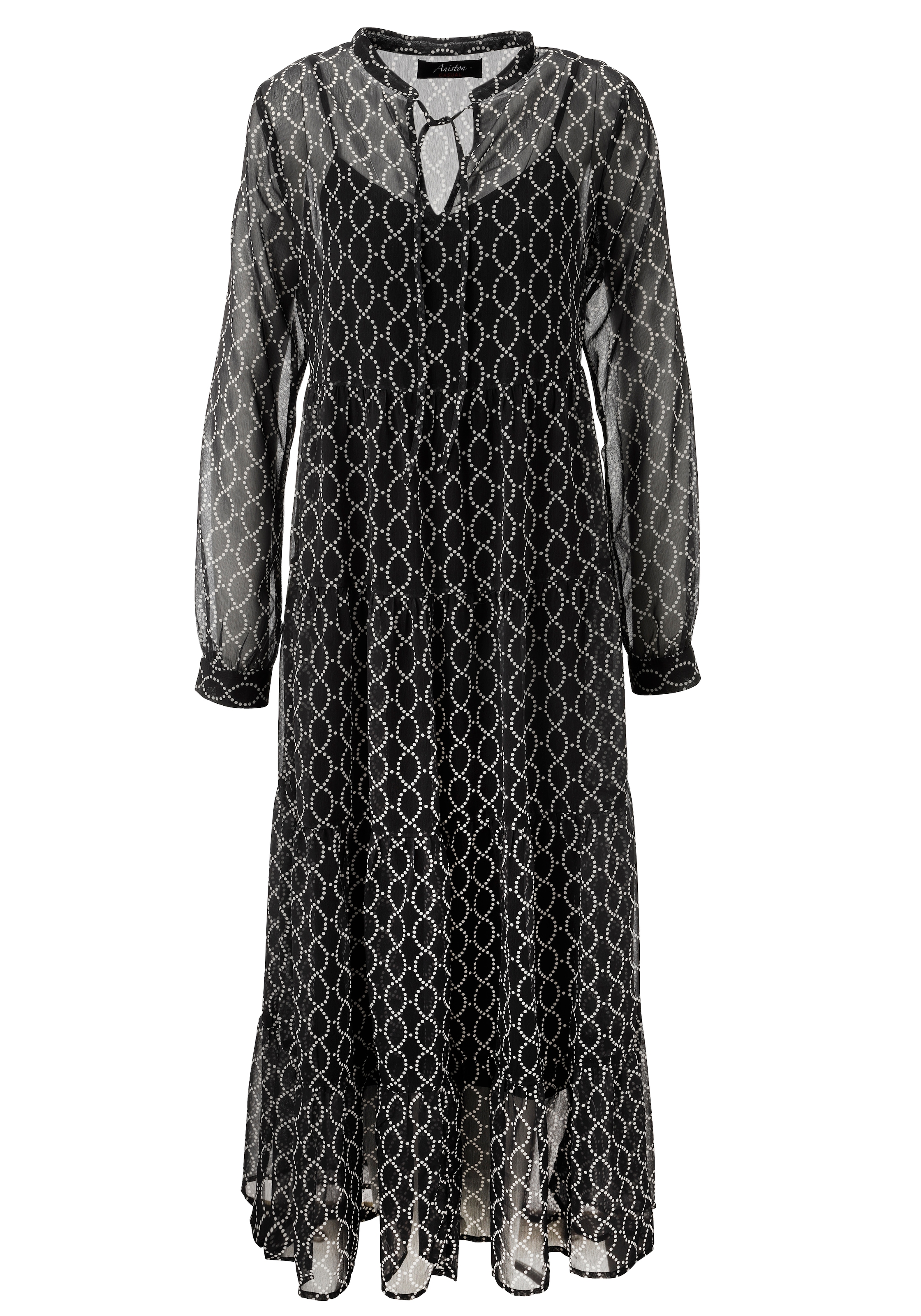 Aniston CASUAL Maxikleid mit Jersey-Unterkleid,  mit interessantem Kettendruck aus Punkten - NEUE KOLLEKTION