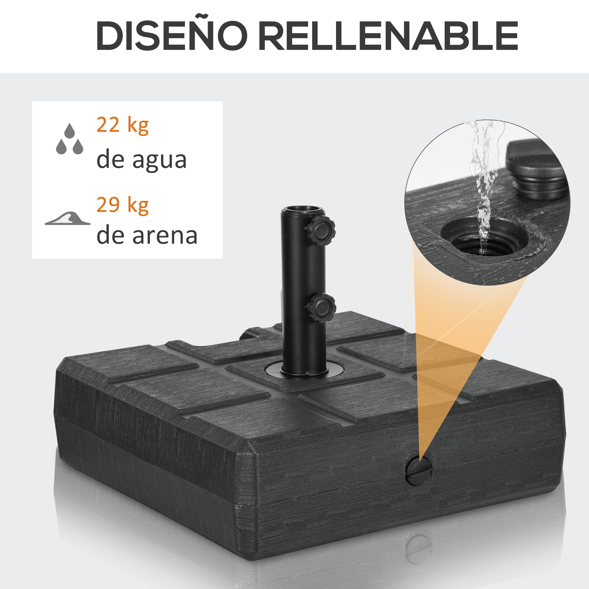 Base para guarda-sol Outsunny preta