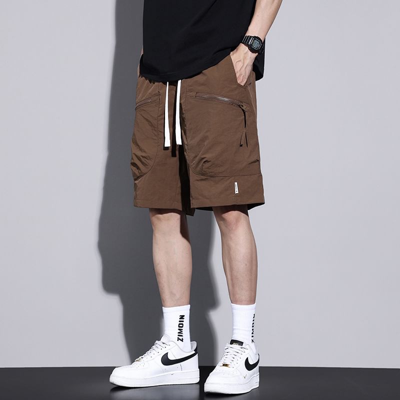 Denimic - Mid Rise Plain Cargo Shorts