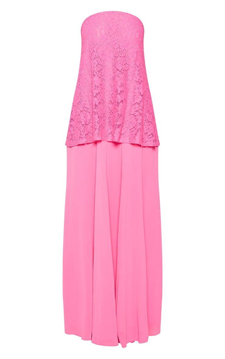 Rose Robe Longue Fourreau À Bustier En Dentelle