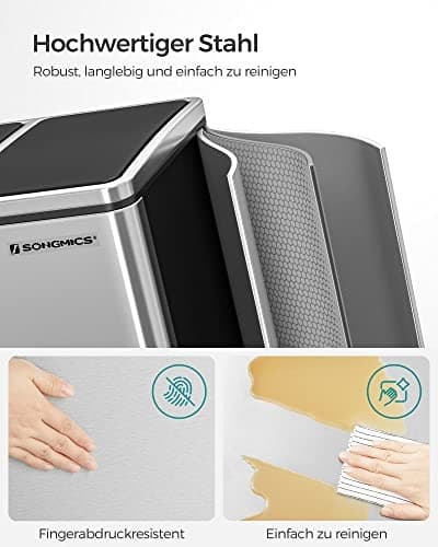 3-roms soft-close pedal resirkuleringsbeholder, 54L kapasitet