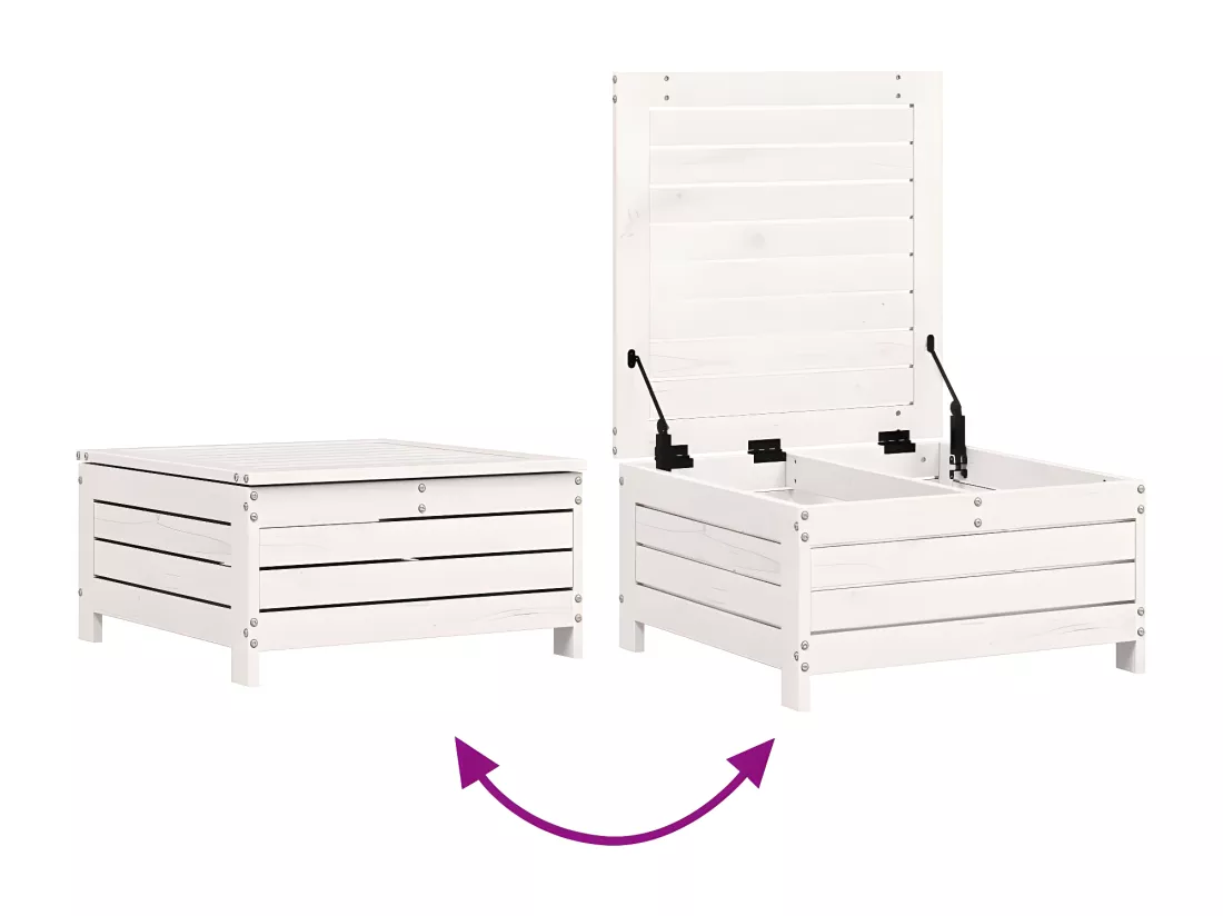 Repose-pied de jardin blanc 62x63,5x32 cm bois de pin massif