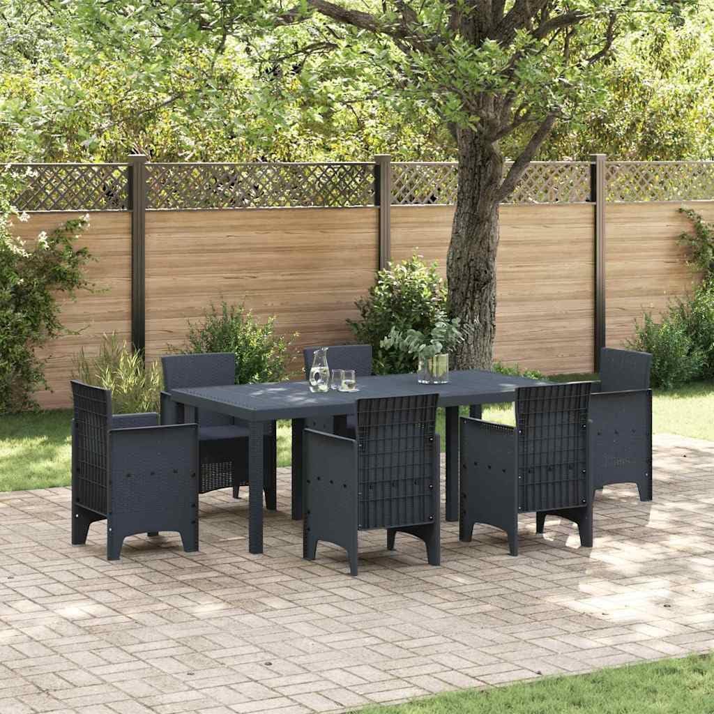 vidaXL Gartentisch Anthrazit 200 x 100 x 73 cm Poly-Rattan, Moderner Gartentisch, rechteckig, strapazierfähige Poly-Rattan-Esszimmermöbel für den Außenbereich, wetterfester Tisch