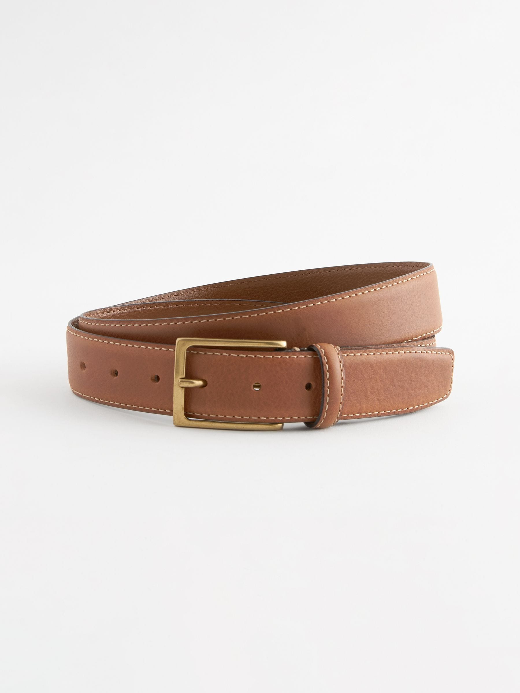 Lichtbruin - Signature leren riem met contrastnaden