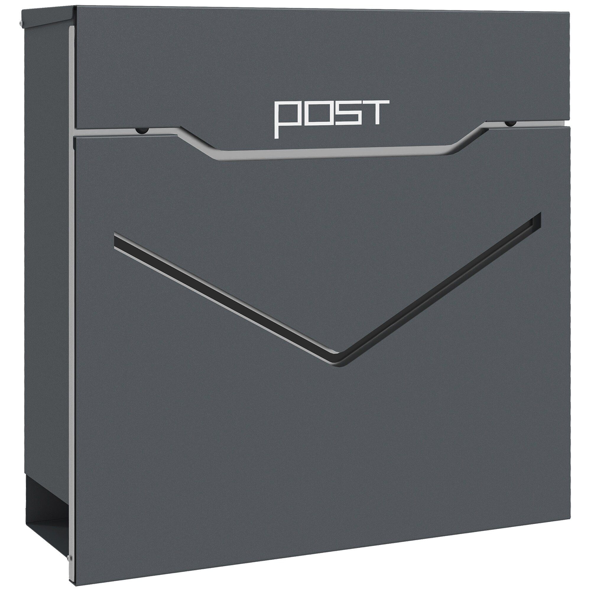 HOMCOM Briefkasten mit Sichtfenster und Wandbefestigung grau 37L x 10,5B x 37H cm