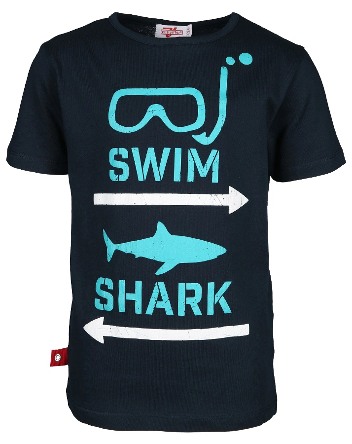 T-Shirt SWIM SHARK in dunkelblau/türkis