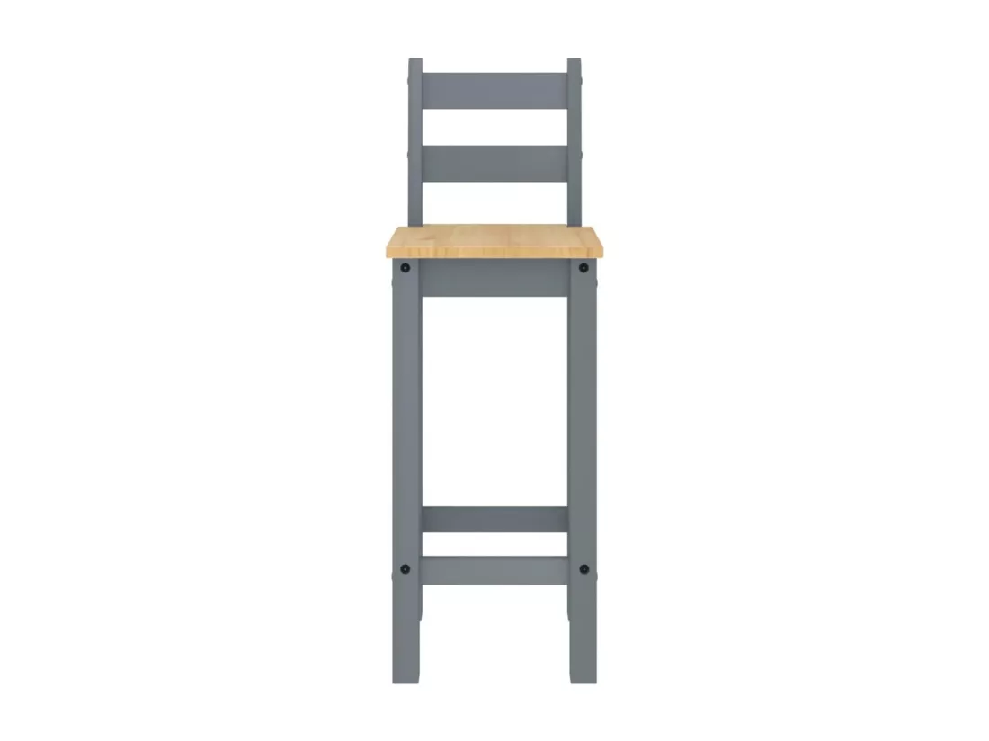 Chaises de bar lot de 2 gris bois de pin solide